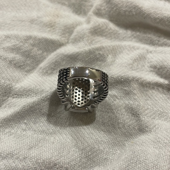 David Yurman Silver Wheaton 20x16 Pave Diamond Ring - Picture 5 of 5